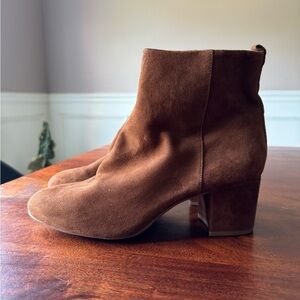 Gianni Bini Women's Boots Size 8.5 Brown Jaydennn Suede Block Heel Booties Zip